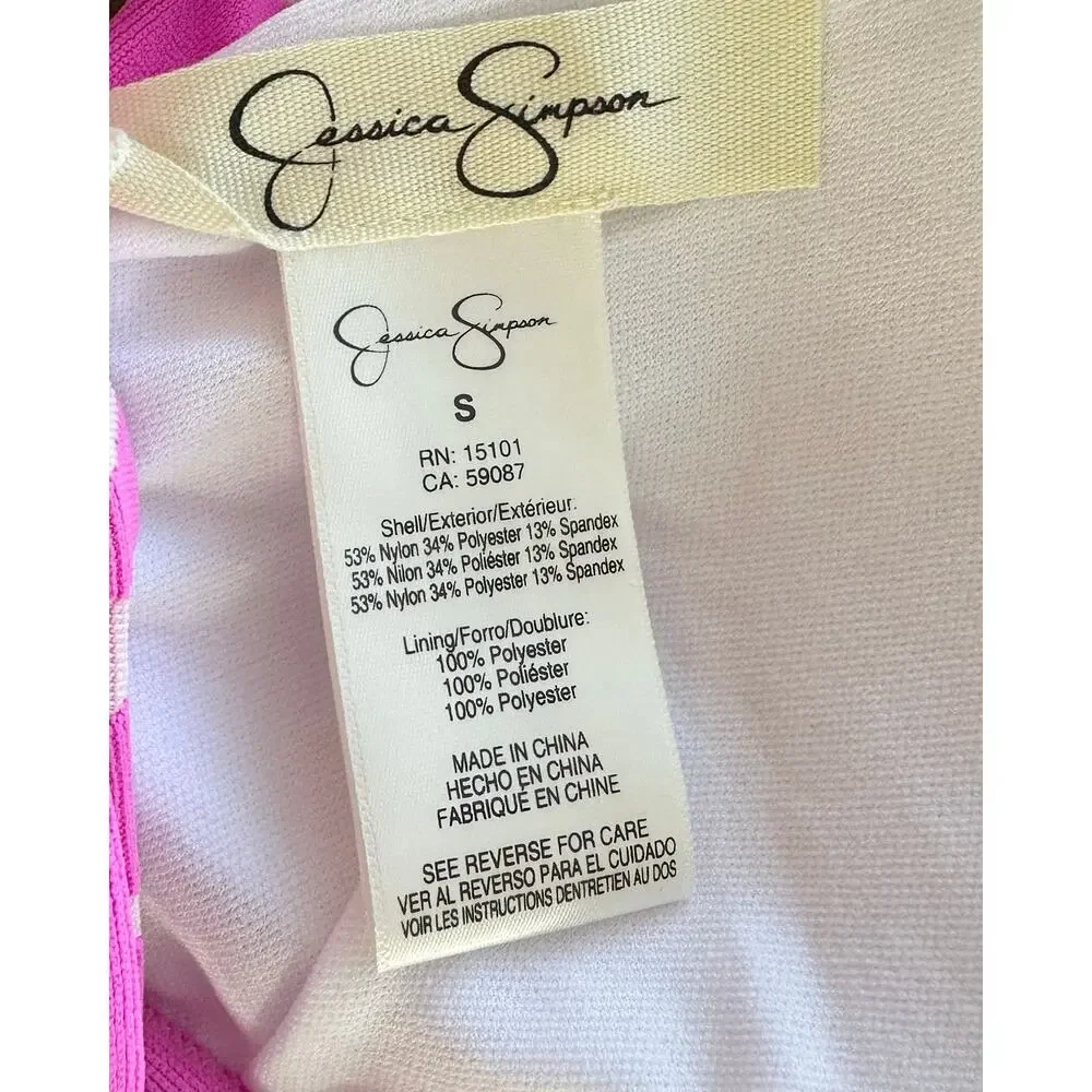 2/$15 NWT Jessica Simpson Zebra Print Drapey Swim Top Pink Cowl Swimwear Size S